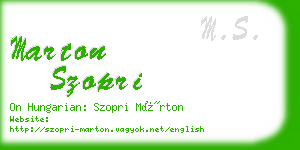 marton szopri business card